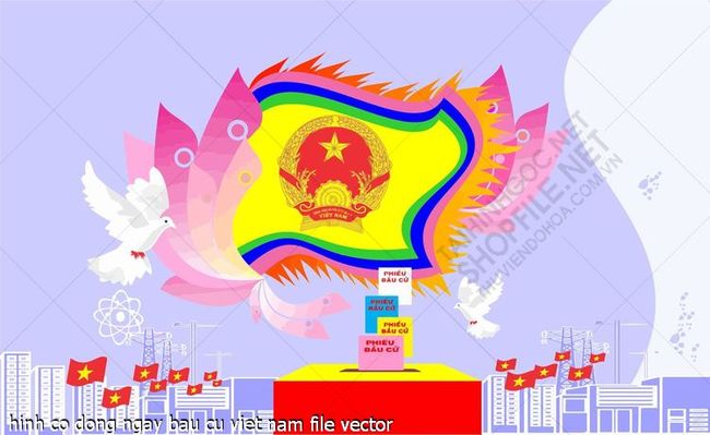 hinh co dong ngay bau cu viet nam file vector